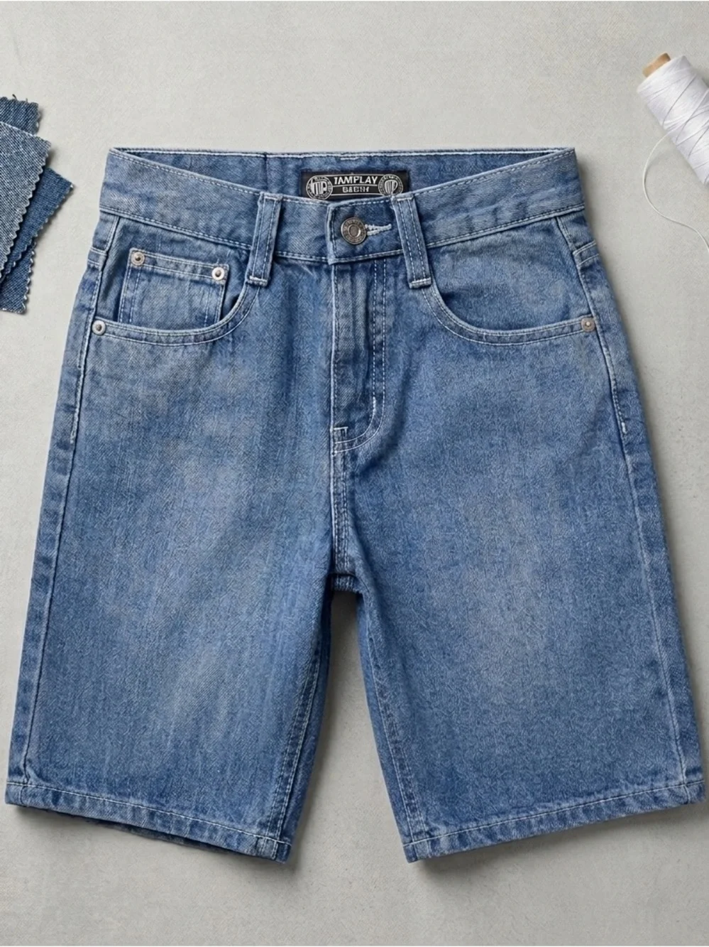 JAMPLAY Boys Denim Shorts | Medium Wash Classic Five-Pocket Jean Jorts
